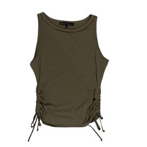 White House Black Market Olive Sleeveless Ruched Top Small
